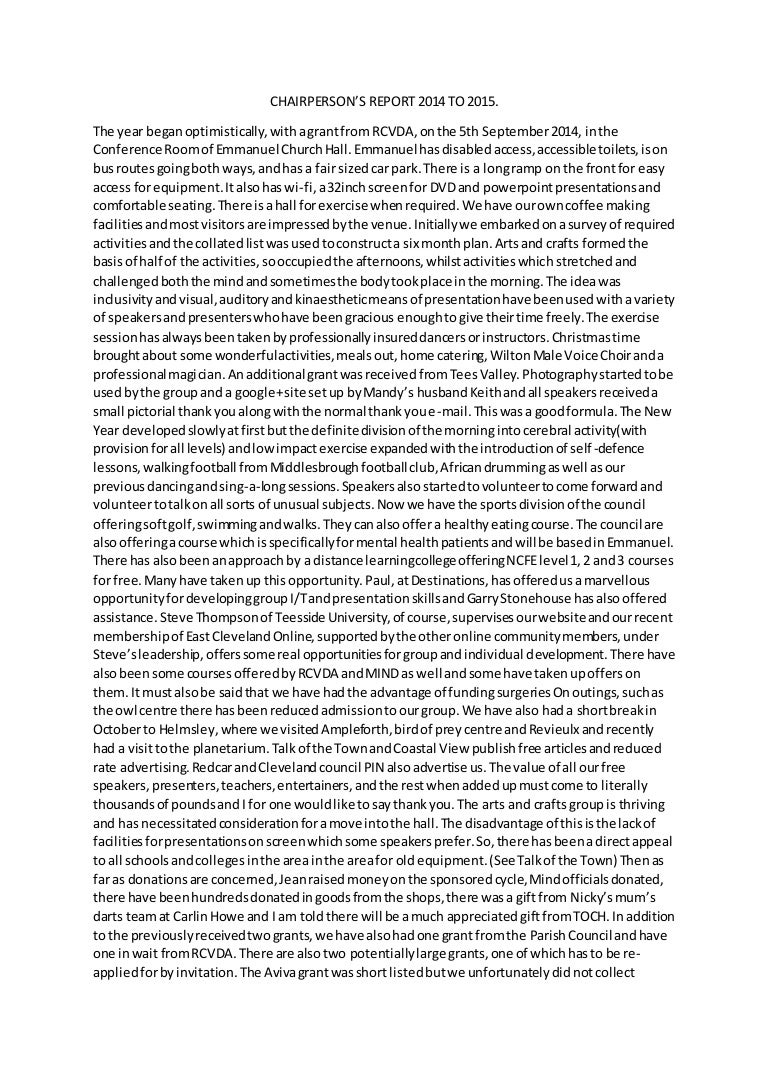 Chairperson's report 2014 2015
