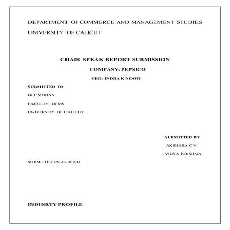 Chair speak report -PEPSICO(Dupont analysis with coke)