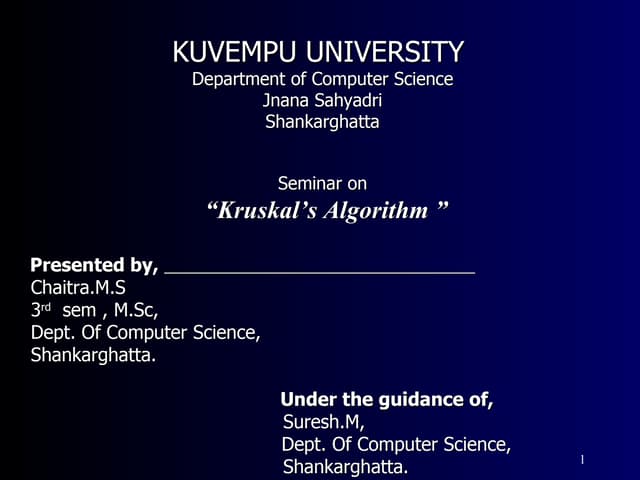 KRUSKAL'S algorithm from chaitra