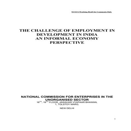 Challege in employment in development in india an informal economy ...