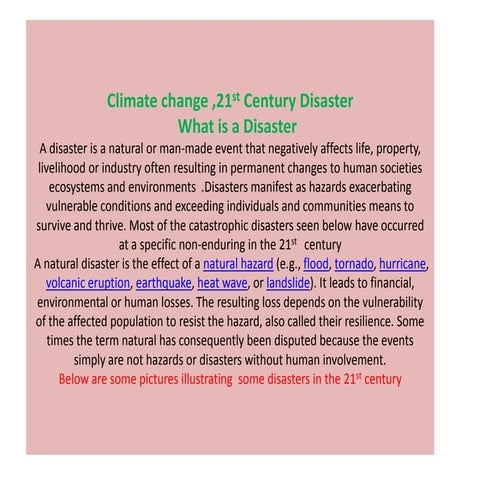 [Challenge:Future] Climate change ,21st Century Disaster