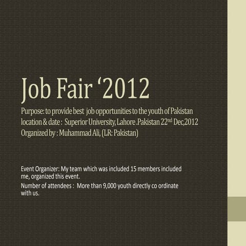 Jobfair - Event performance evaluation and candidate profile report | PPTX