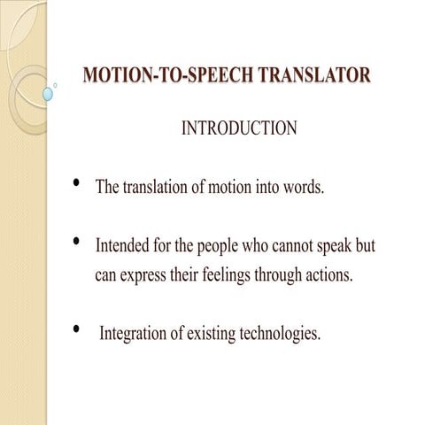 [Challenge:Future] Motion-to-Speech translator