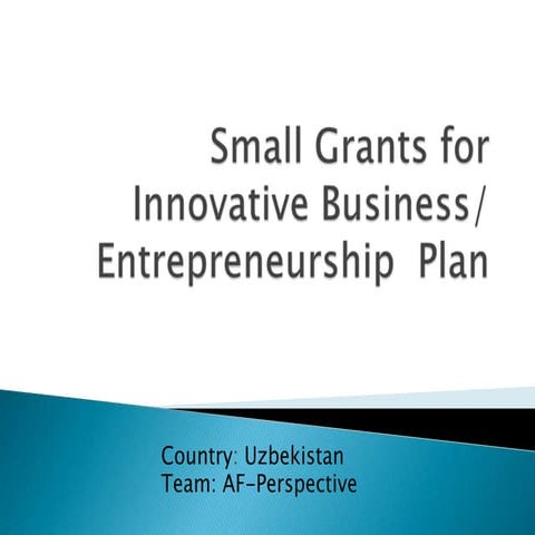 [Challenge:Future] Small Grants for Innovative Business/Entrepreneurship plan