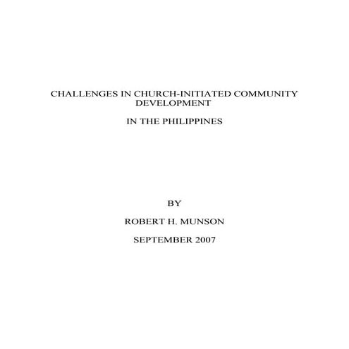 Challenges in Doing Church-Initiated Christian Development in the Philippines 