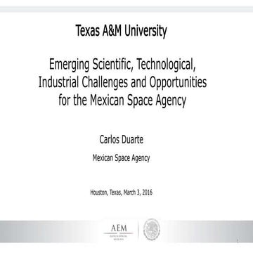 Challenges and opportunities of the Mexican Space Agency 