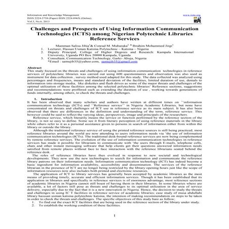 Challenges and prospects of using information communication technologies (ict...