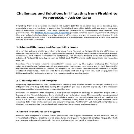 Challenges and Solutions in Migrating from Firebird to PostgreSQL - Ask On Da...