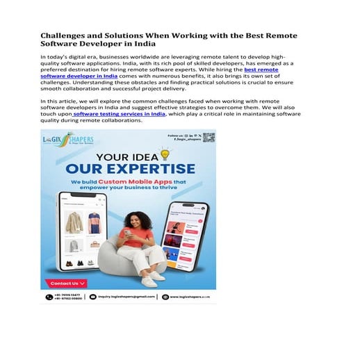 Challenges and Solutions When Working with the Best Remote Software Developer in India.pdf