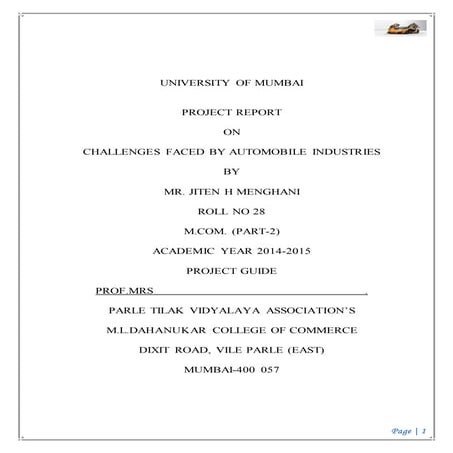 Challenges faced by automobile final