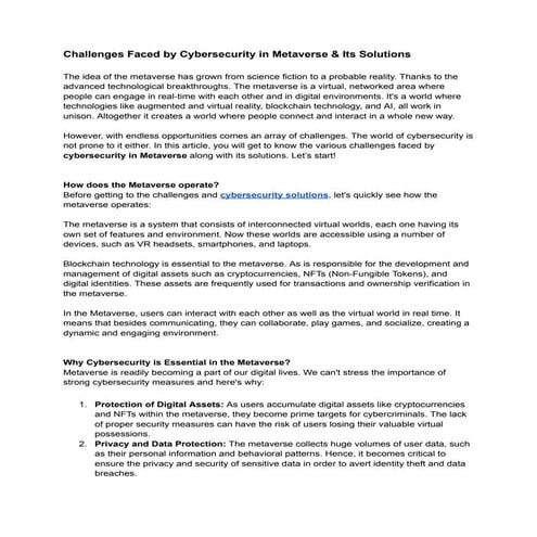 Challenges Faced by Cybersecurity in Metaverse & Its Solutions.pdf