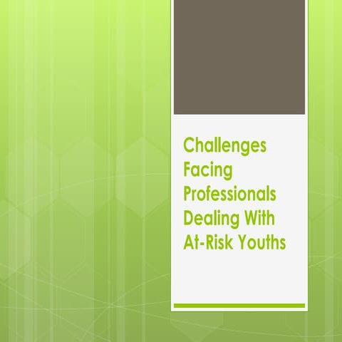 Challenges facing professionals dealing with at risk youths