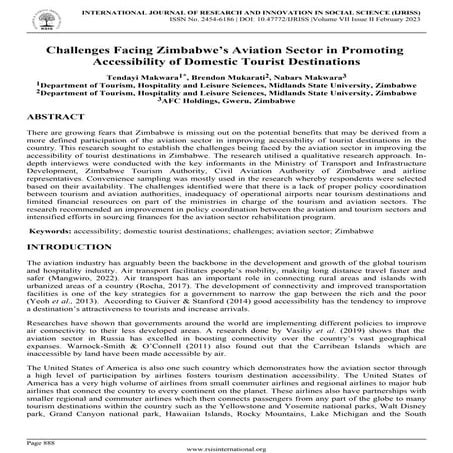 Challenges Facing Zimbabwe’s Aviation Sector in Promoting Accessibility of Do...