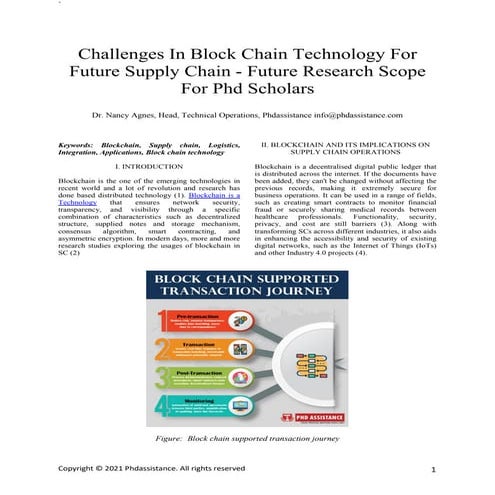 Challenges In BlockChain Technology For Future Supply Chain- Future Research Scope For Phd Scholars - Phdassistance