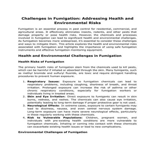 Fumigation- Types and Methods | PDF
