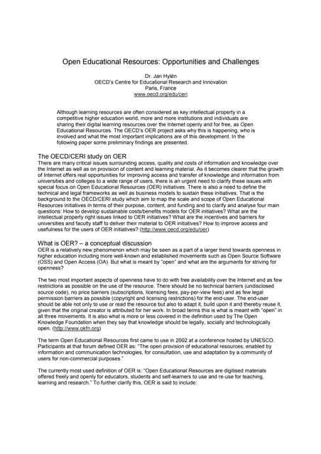 Challenges in oer