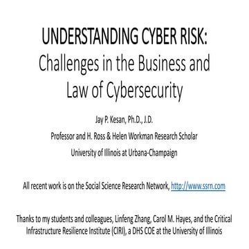 Challenges in the Business and Law of Cybersecurity, CLEAR Cyber Conference, ...