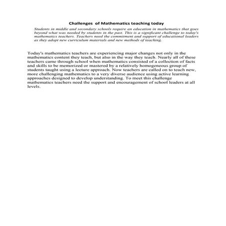 Challenges  of mathematics teaching today