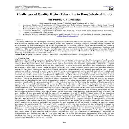 Challenges of quality higher education in bangladesh a study on public ...