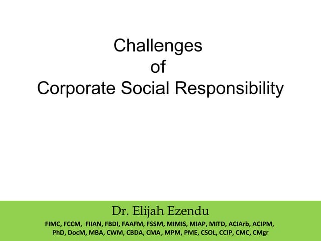 Challenges Of Corporate Social Resp...