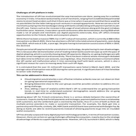 Challenges of UPI platform in India final
