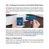 Challenges to consider in the mobile wallet space