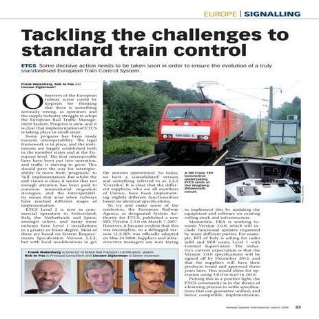 Challenges To Ertms In Europe