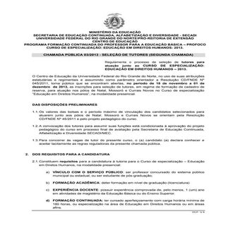 Chamada pública ed.direitos humanos...