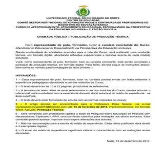 Chamada pública para produção técnica