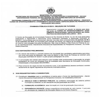 Chamada pública para tutores curso ...