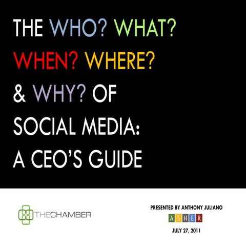"The Who? What? When? Where? & Why? of Social Media: A CEO's Guide"