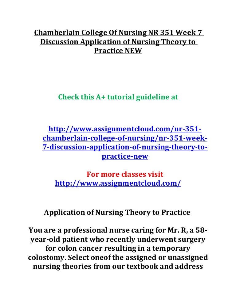 Chamberlain college of nursing nr 351 week 7 discussion application o…