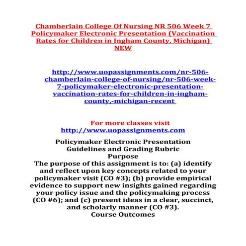 Chamberlain college of nursing nr 506 week 7 policymaker electronic presentation