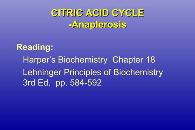 Citric Acid Cycle-Anaplerosis