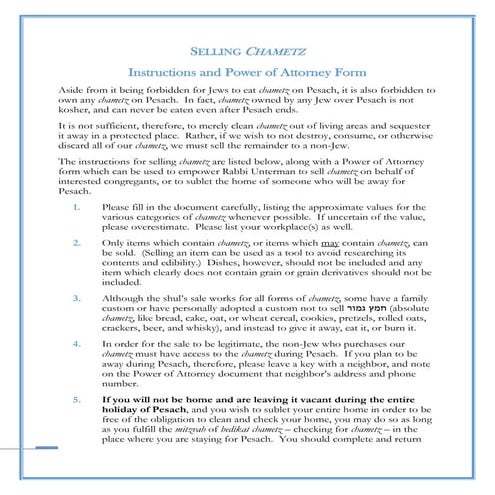 Chametz form 2017 | PDF
