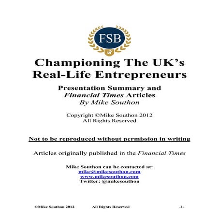 Championing the uk's real life entrepreneurs - delegate handout spring 2012 (2)