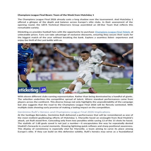 Champions League Final Beam: Team of the