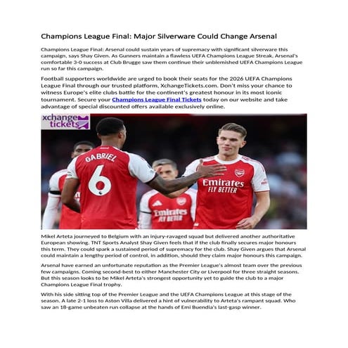 Champions League Final Major Silverware Could Change Arsenal.docx