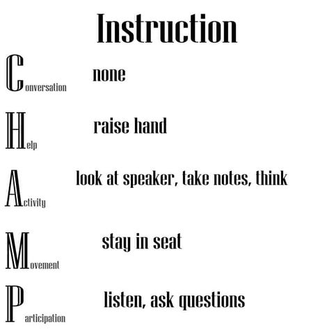 Champs Classroom Expectations