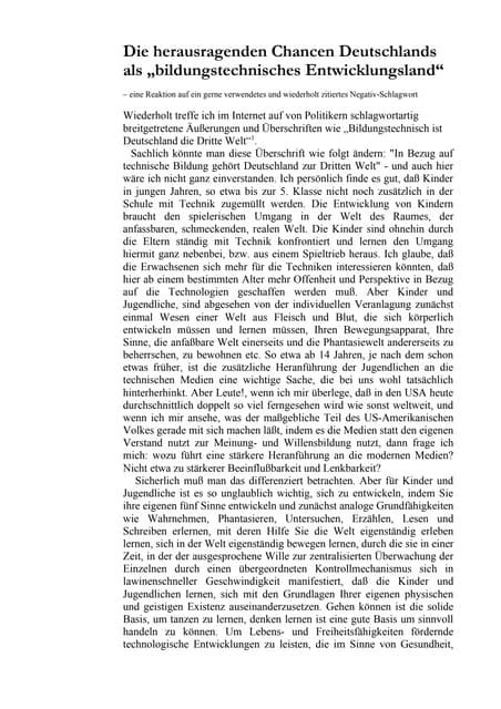 Chancen des Entwicklungslandes Deut...