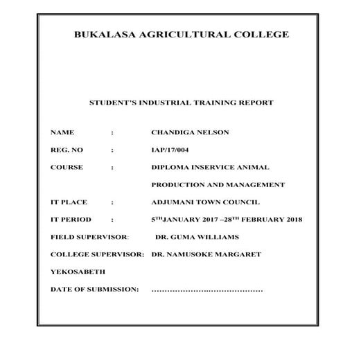 Chandiga nelson intership report 