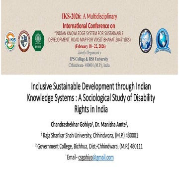 Inclusive Sustainable Development and Disability Rights through Indian ...