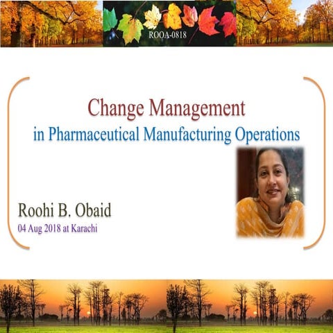 Change Management in Pharmaeutical Manufacturing Operations (Full Day Session)