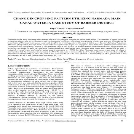 Change in cropping pattern utilizing narmada main