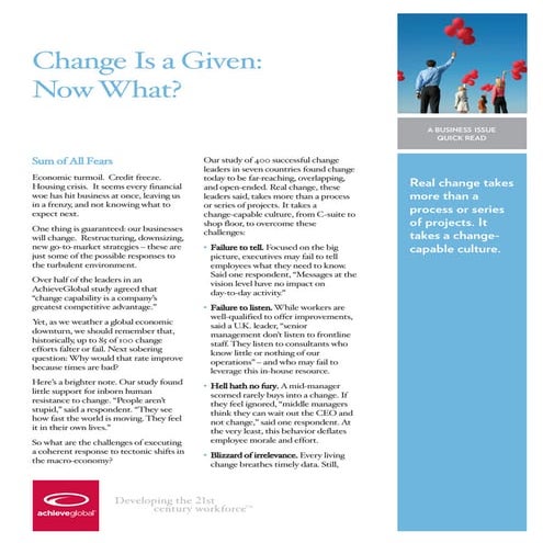 Change is a Given: Now What? 