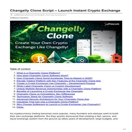 Launch Instant Crypto Exchange with Changelly Clone Script in 2026 | PDF