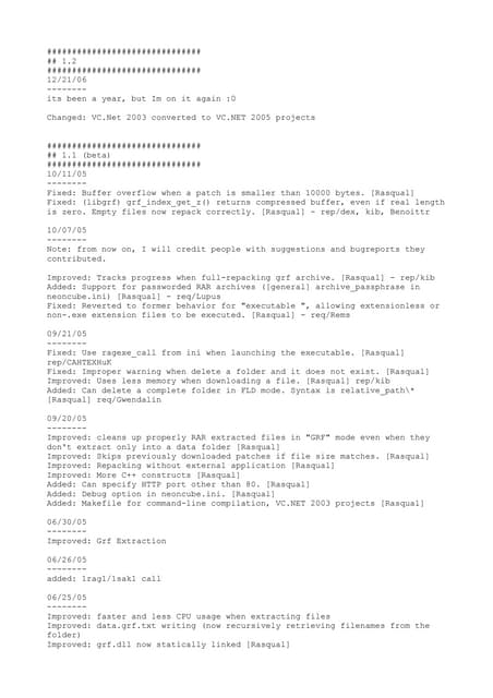 Change log