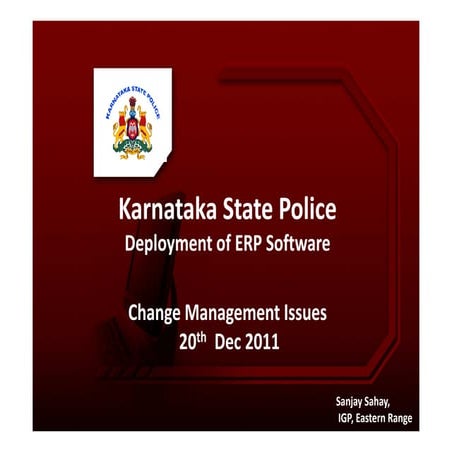 Karnataka State Police Deployment of ERP Software KIAMS