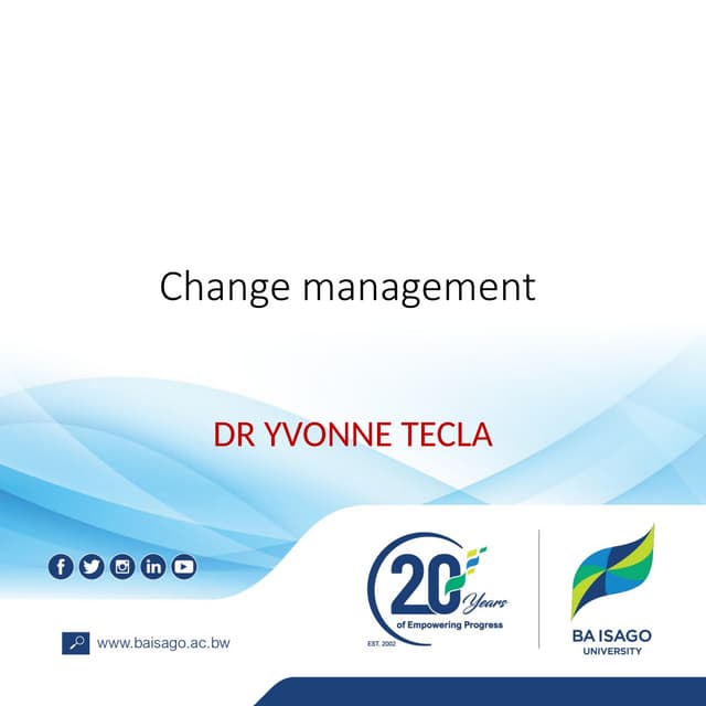 implementing CHANGE MANAGEMENT in the organisation
