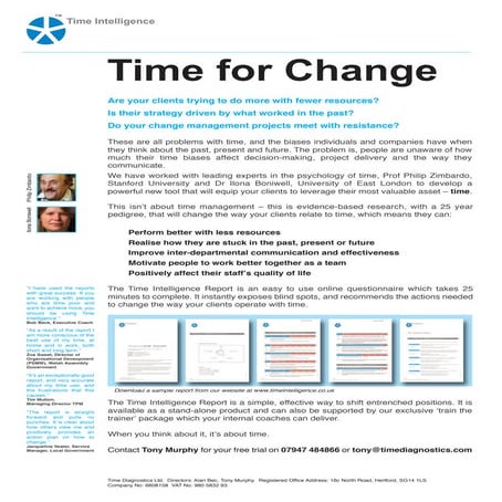 Time Intelligence for Change Management Organisations